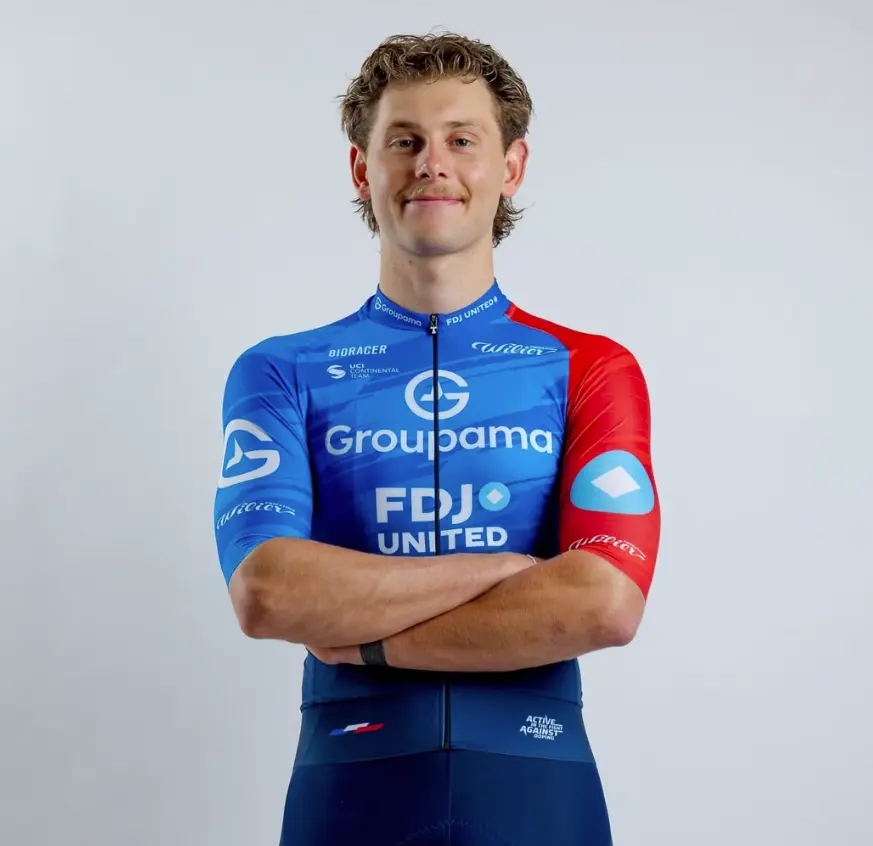 Australian Cyclist Blake Agnoletto poses proudly for headshot.