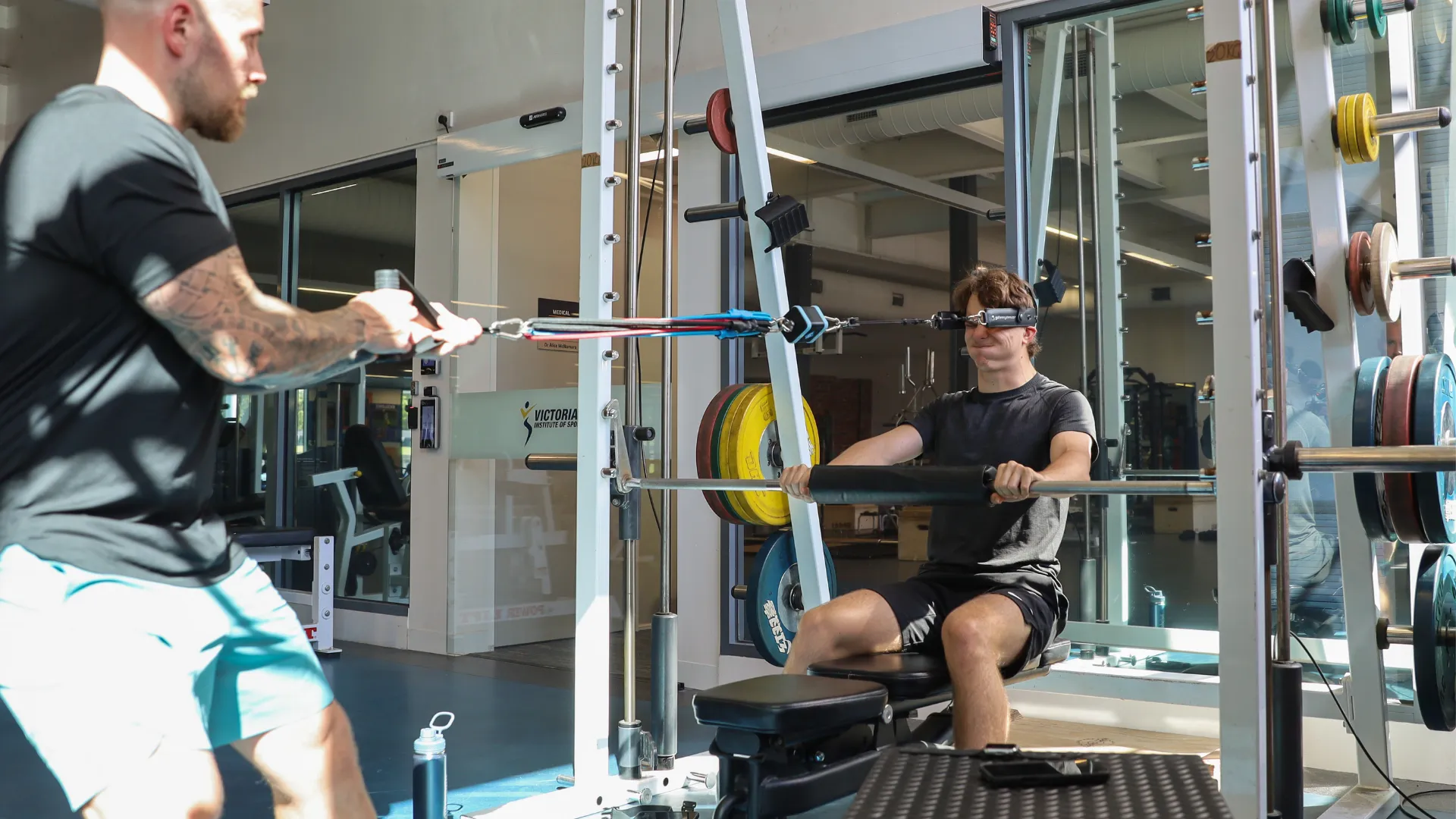 Melbourne's F1 driver, Oscar Piastri, using the VIS gym. 